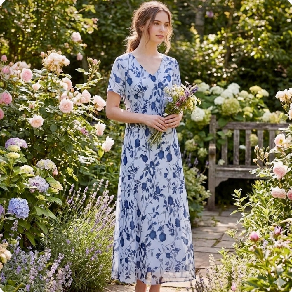 Blue floral dress
